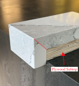 plywood subtop underneath miter edge